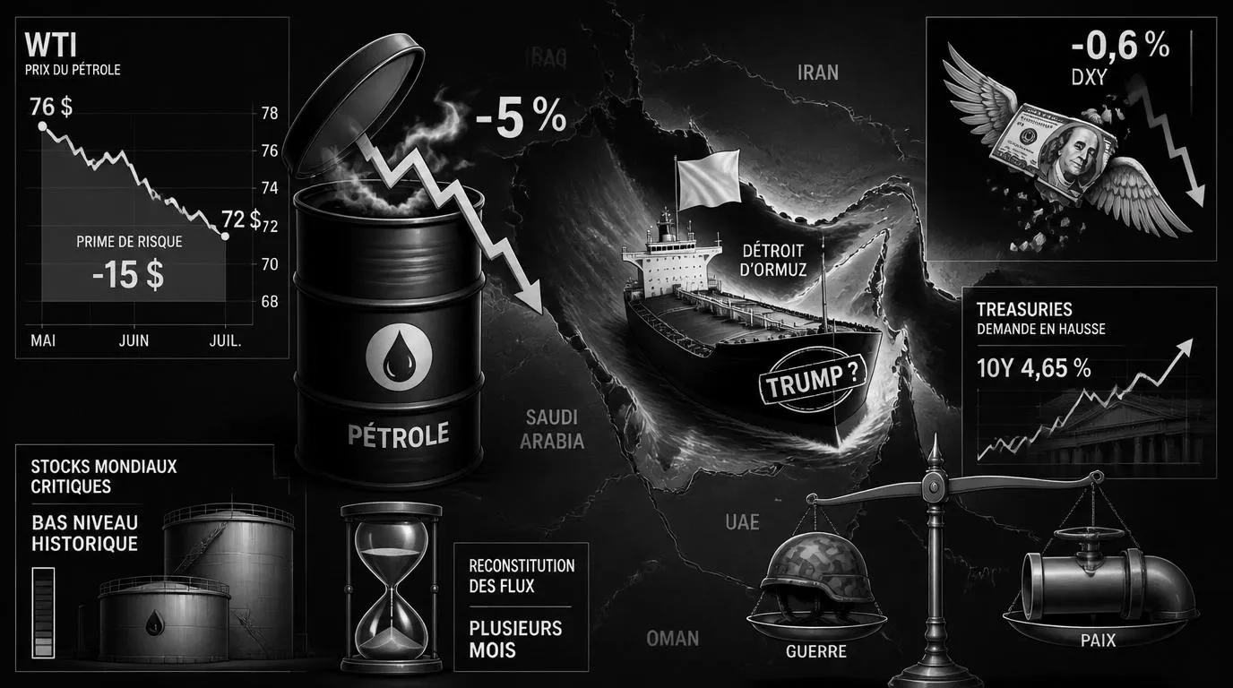 Pétrole, trêve Iran-USA, recul du brut